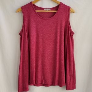 Raspberry Cold Shoulder Knit Top